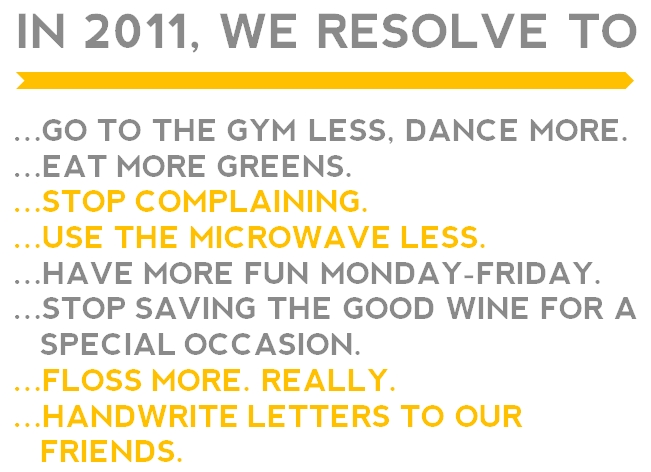 Resolutions for 2011. It's too easy to let time fly by without reflecting on 